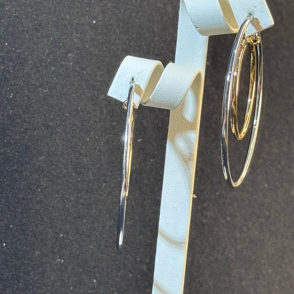Lane Bryant Silver and Gold Double Hoop Earrings 2.25 inch - Picture 6 of 9